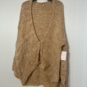 New Free People Wood Combo Home Town Cardigan